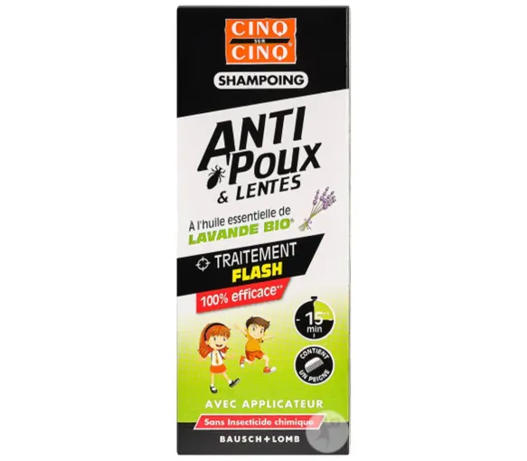 Shampoing lavande bio anti-poux et lentes Cinq sur Cinq - flacon de 100ml + peigne