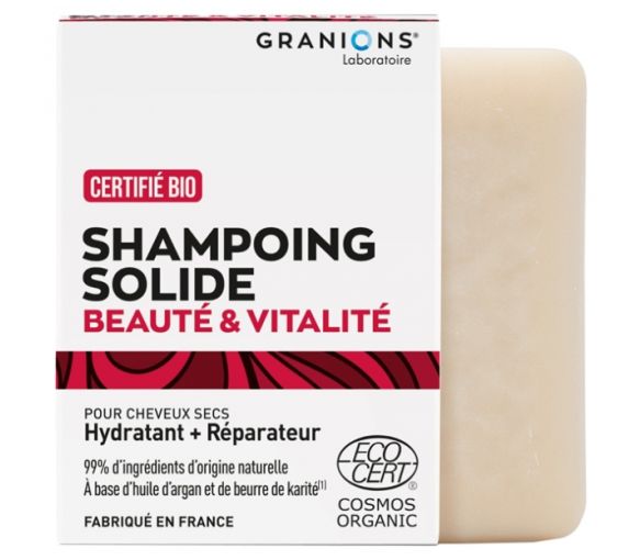 Shampoing solide beauté & vitalité bio Granions - pain de 80 g