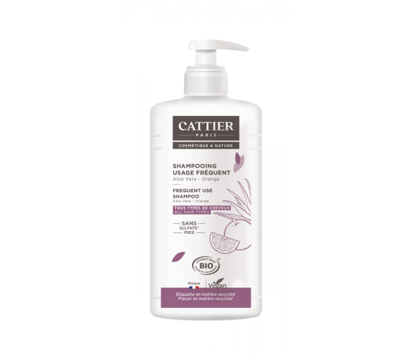 Shampooing aloe vera orange usage fréquent Cattier - flacon-pompe de 500 ml