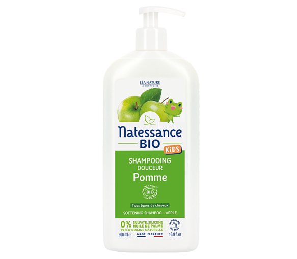 Shampooing Kids à la pomme bio Natessance - flacon-pompe de 500ml - image 1