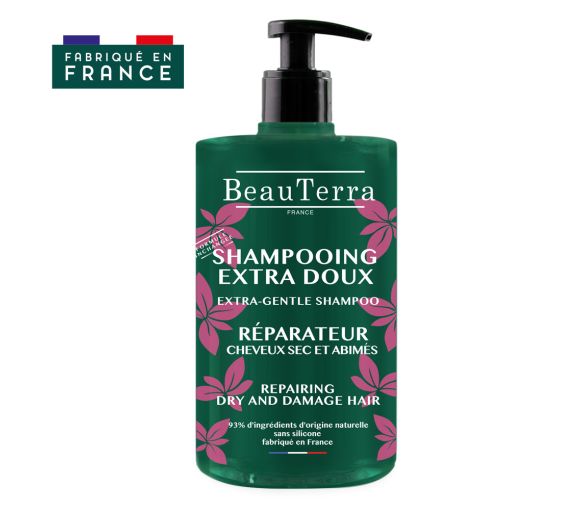 Shampooing extra doux réparateur BeauTerra - flacon-pompe de 750ml