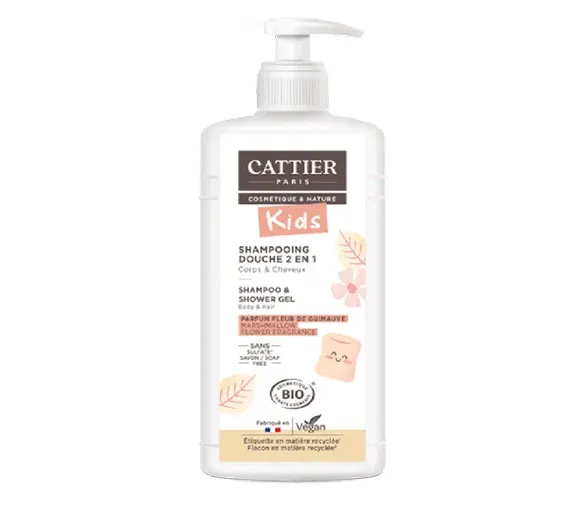Shampooing douche 2 en 1 fleur de guimauve Cattier - flacon-pompe de 500ml
