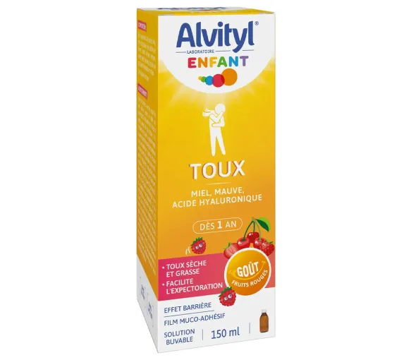 Sirop enfant toux sèche et grasse goût fruits rouges Alvityl - flacon de 150ml - image 1