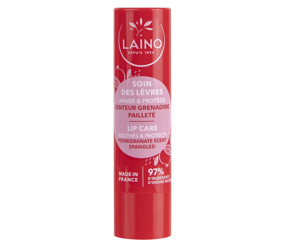 Soin des lèvres pailleté parfum grenadine Laino - 1 stick de 4 g - image 1