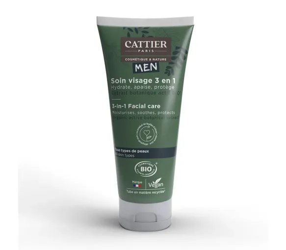 Soin visage homme 3 en 1 bio Cattier - tube de 50 ml - image 1