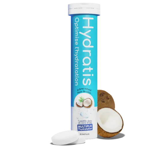 Solution d'hydratation goût noix de coco Hydratis - tube de 20 pastilles effervescentes - image 1