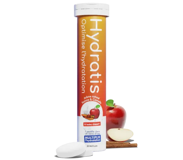 Solution d'hydratation goût pomme-cannelle Hydratis - tube de 20 pastilles effervescentes - image 1
