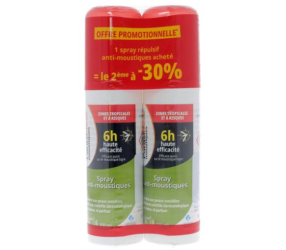 Spray anti-moustiques zones tropicales et à risques Parasidose - lot de 2 sprays de 100 ml