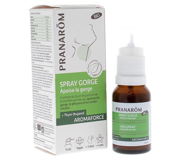 Spray gorge apaisant bio Pranarôm - spray de 15 ml