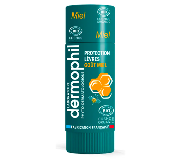 Stick à lèvres goût miel bio Dermophil Indien - 1 stick à lèvres de 4g