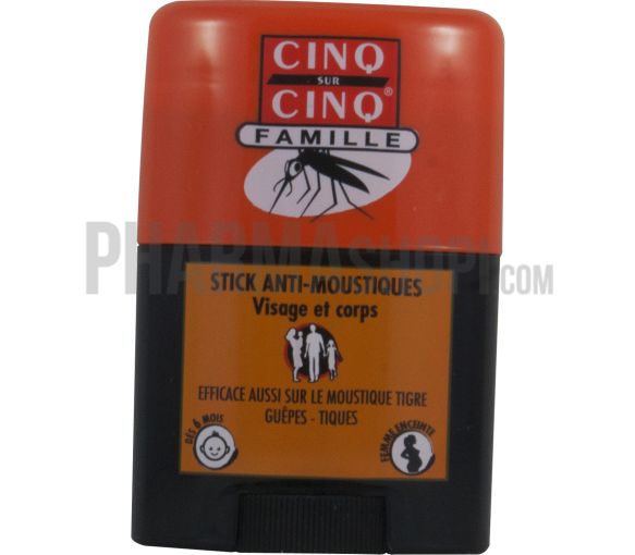 Stick anti-moustiques visage et corps Cinq sur cinq - sticks de 20 ml
