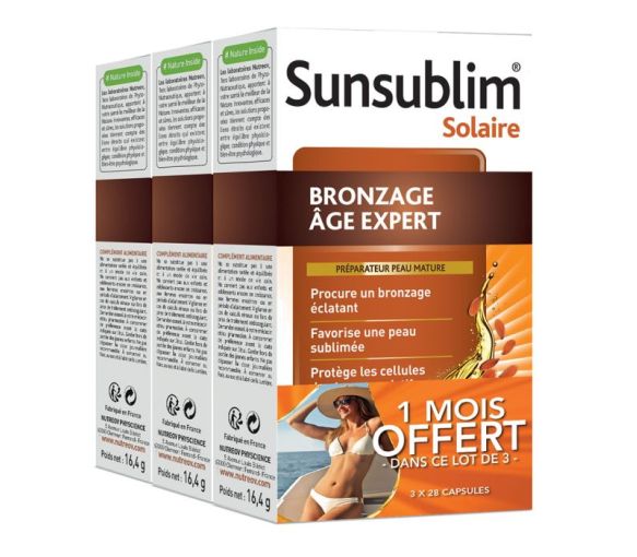 Sunsublim Solaire bronzage âge expert Nutreov - lot de 3 boites de 28 gélules 2+1 mois offert