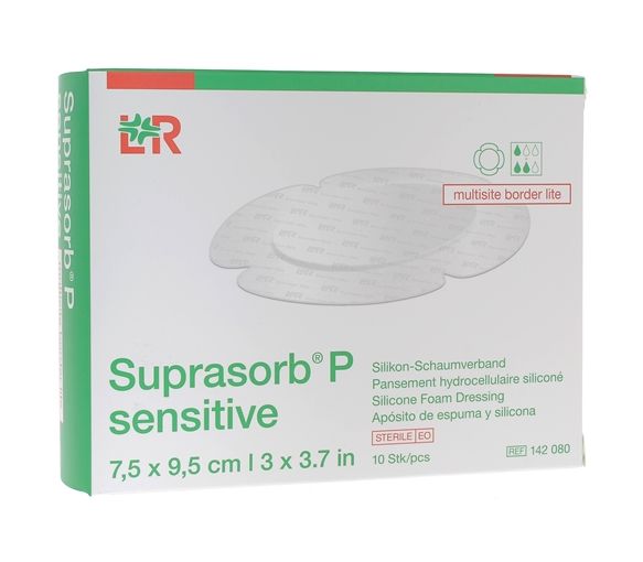 Suprasorb P Sensitive Multisite border lite 7,5 x 9,5 cm Lohmann & Rauscher - boîte de 10 unités