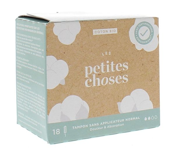 Tampons sans applicateur flux normal bio Les Petites Choses - boite de 18 tampons