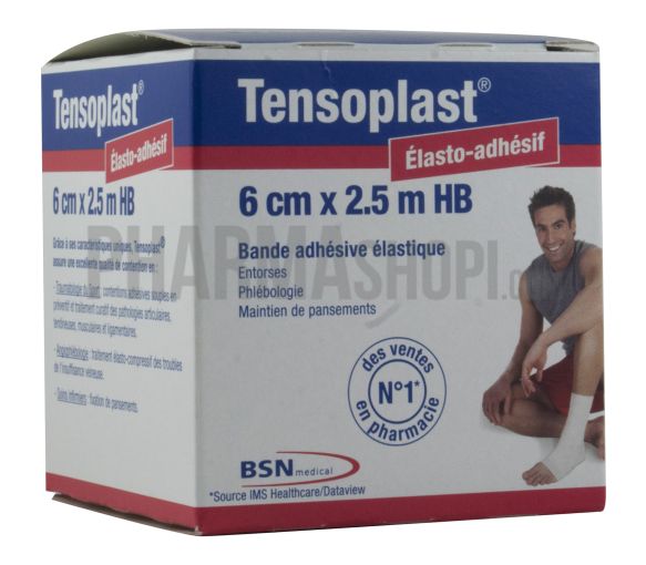 Tensoplast élasto-adhésif bande adhésive élastique BSN médical - bande de 6 cm x 2,5 m