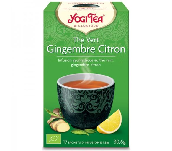 Thé vert gingembre citron BIO Yogi Tea - boite de 17 sachets