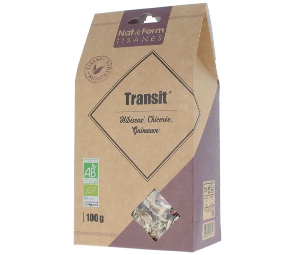 Tisane Transit hibiscus, chicorée, guimauve bio Nat & Form - sachet de 100 g