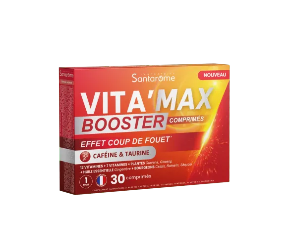 Vita'Max Booster comprimés caféine & taurine Santarome - boite de 30 comprimés - image 1