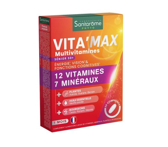 Vita'max multivitamines Senior 50+ Santarome - boîte de 30 comprimés