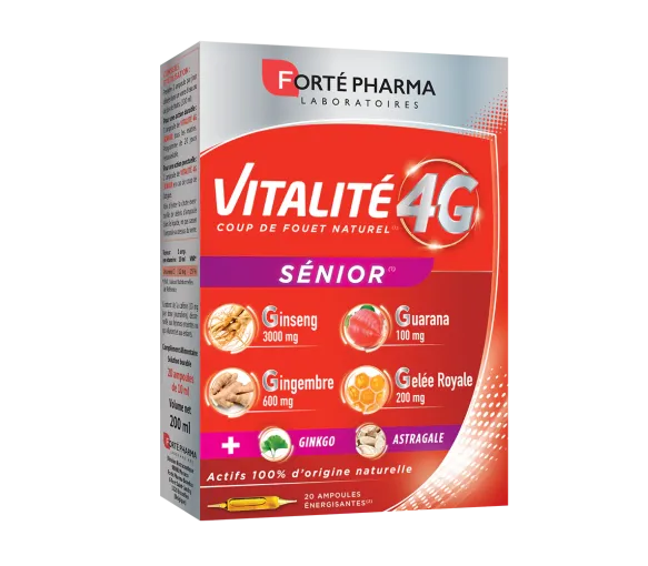 Vitalité 4G Sénior Forté Pharma - boite de 20 ampoules énergisantes - image 1