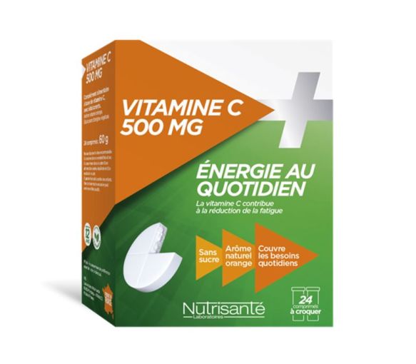 Vitamine C 500 mg énergie au quotidien Nutrisanté -  Boite de 24 comprimés à croquer