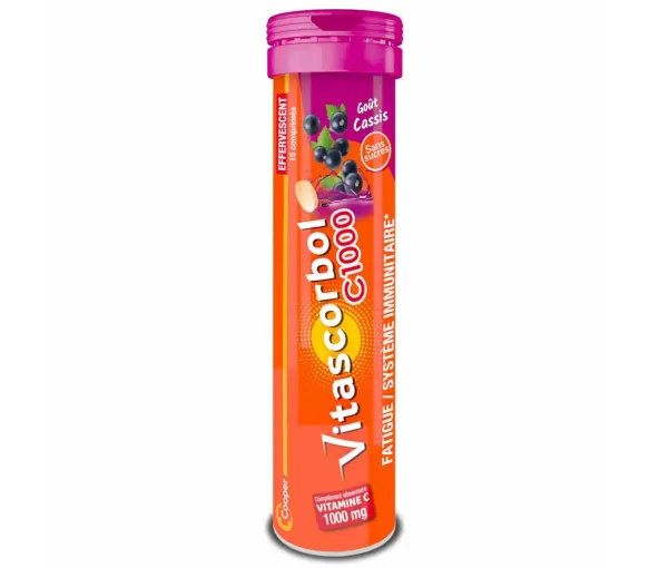 Vitascorbol C1000mg goût cassis sans sucres Cooper - tube de 15 comprimés effervescents - image 1