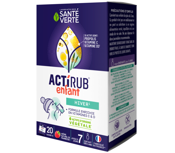 Actirub enfant goût framboise Santé Verte - boîte de 20 sachets