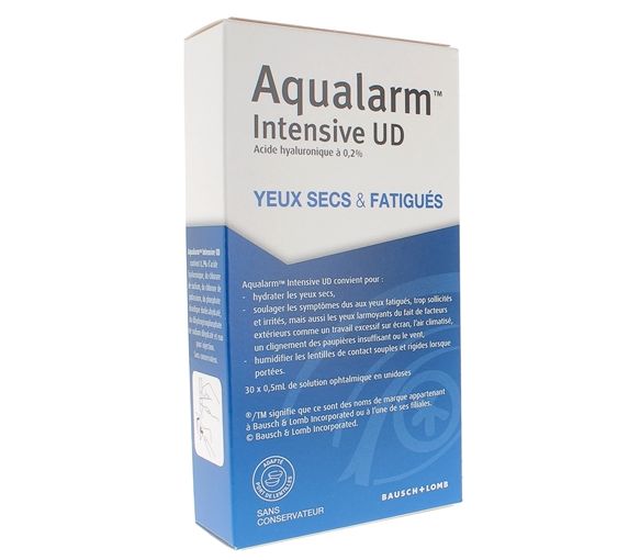 Aqualarm intense UD Bausch+Lomb - 30 unidoses de 0,5 ml de solution ophtalmique