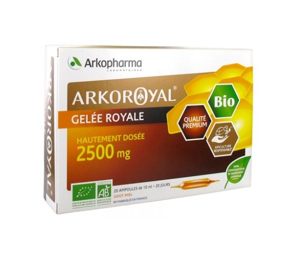 ArkoRoyal Gelée royale bio 2500mg Arkopharma - boîte de 20 ampoules