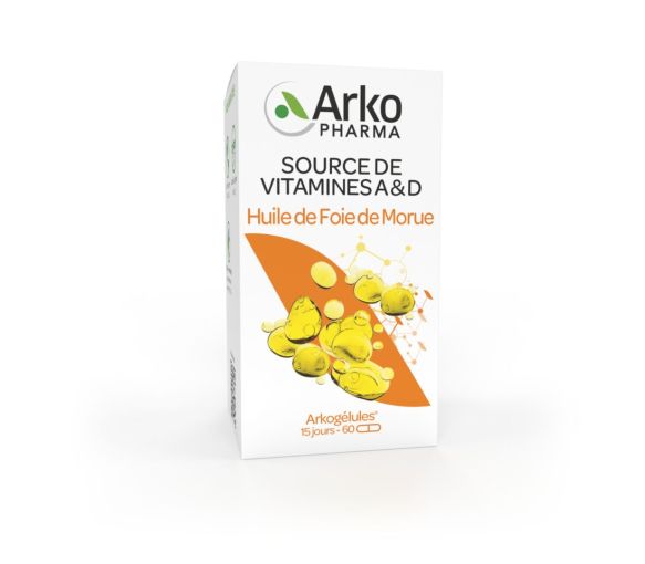 Arkogélules huile de foie de morue Arkopharma - boite de 60 capsules - image 1
