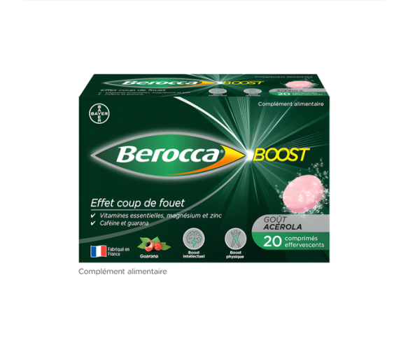 Berocca Boost Vitamines, Caféine et Guarana - boîte de 20 comprimés effervescents