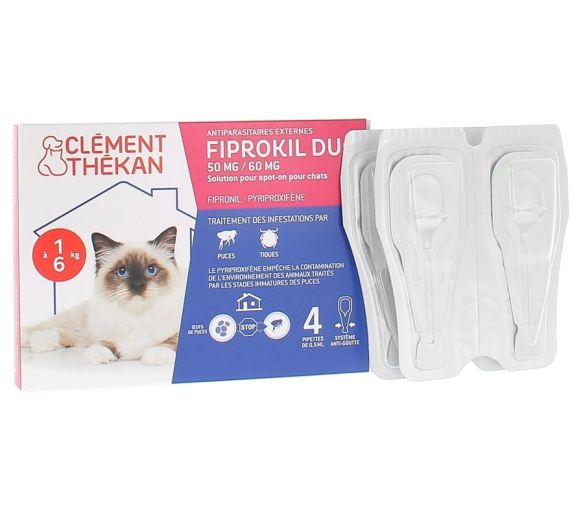 Fiprokil duo chat 50 mg/60 mg Clément-Thékan - 4 pipettes de 0,5 ml