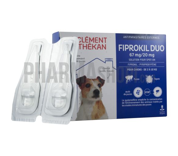Fiprokil duo chien 67 mg/20 mg Clément thékan - 4 pipettes de 0,67 ml