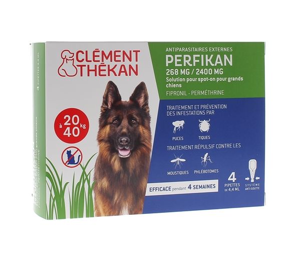 Perfikan 268 mg/2400 mg pour grand chiens Clément-Thékan - 4 pipettes de 4,40 ml