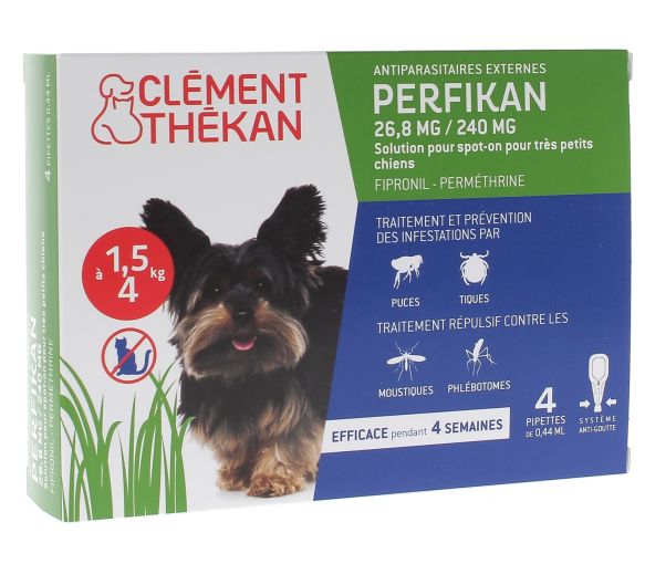 Perfikan 26,8 mg/240 mg pour très petits chiens Clément-Thékan - 4 pipettes de 0,44 ml - image 1