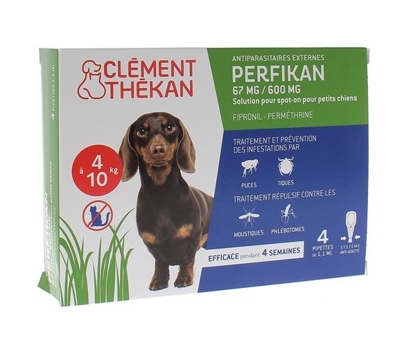 Perfikan 67 mg/600 mg pour petits chiens Clément-Thékan - 4 pipettes de 1,10 ml