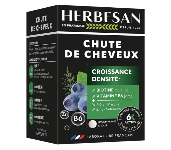 Chute de cheveux croissance densité Herbesan - boite de 30 comprimés