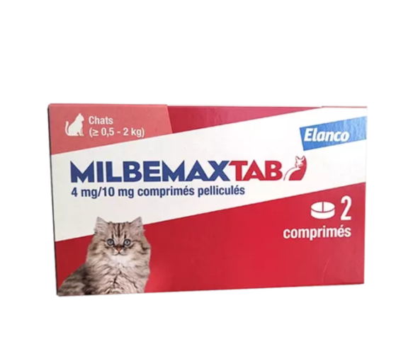 Milbemaxtab comprimés pelliculés chats entre 0,5 et 2kg Elanco - boite de 2 comprimés