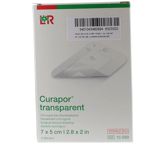 Curapor transparent stérile Velpeau Lohmann & Rauscher - 5 pansements de 7 x 5 cm