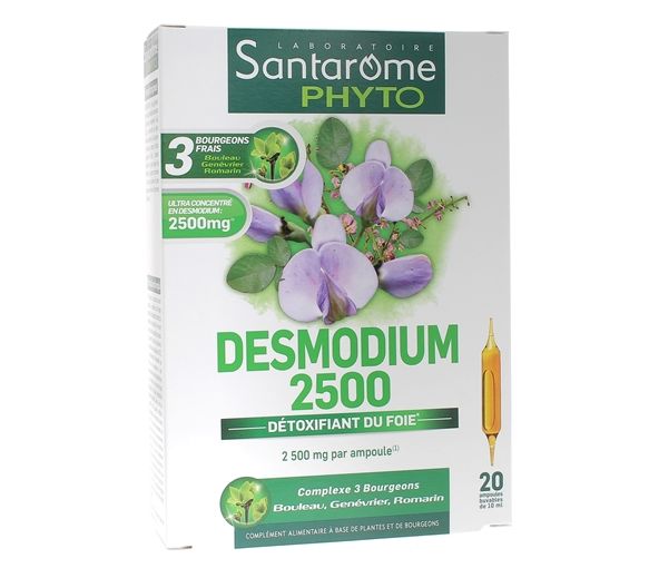 Desmodium 2500 détoxifiant du foie Santarome - boite de 20 ampoules