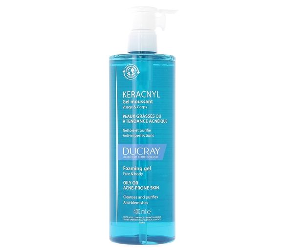 Keracnyl gel moussant visage et corps Ducray - flacon pompe de 400 ml - image 1