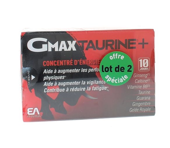 Gmax taurine + concentré d'énergie Eafit - 2 boites de 30 ampoules