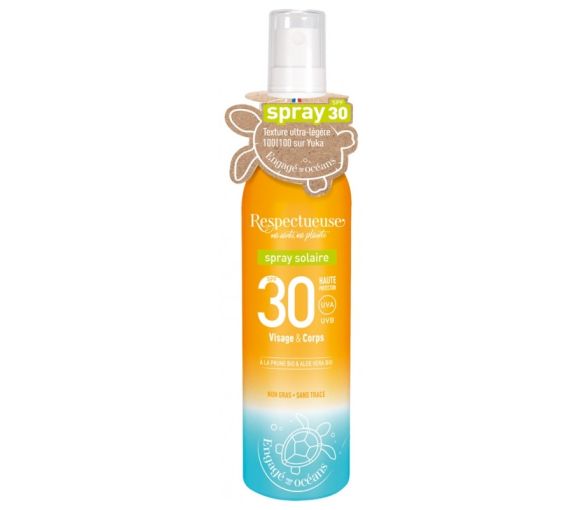 Spray solaire SPF30 visage et corps Respectueuse - spray de 100ml