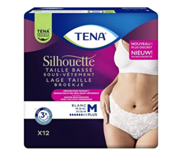Silhouette plus slips absorbants taille M basse blanc Tena - sachet de 12 slips