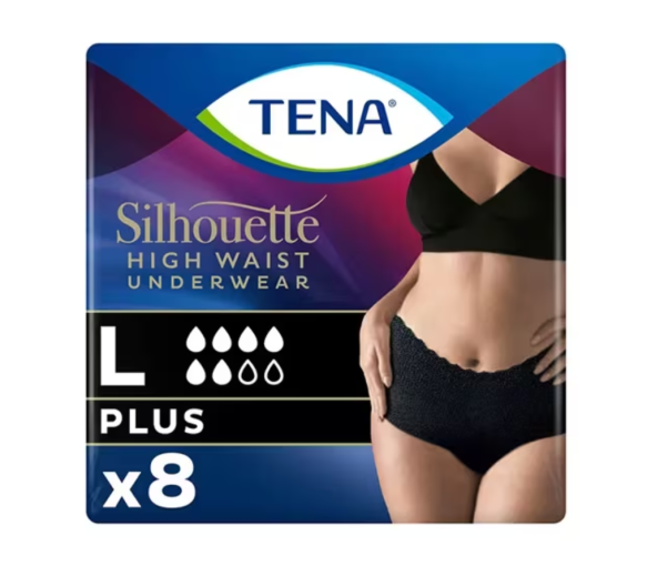 Silhouette plus slips absorbants taille L basse noir Tena - sachet de 8 slips