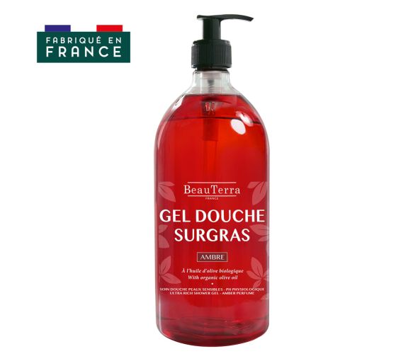 Gel douche surgras ambre Beauterra - flacon de 1L