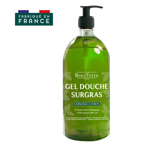 Gel douche surgras verveine citron Beauterra - flacon-pompe de 1L
