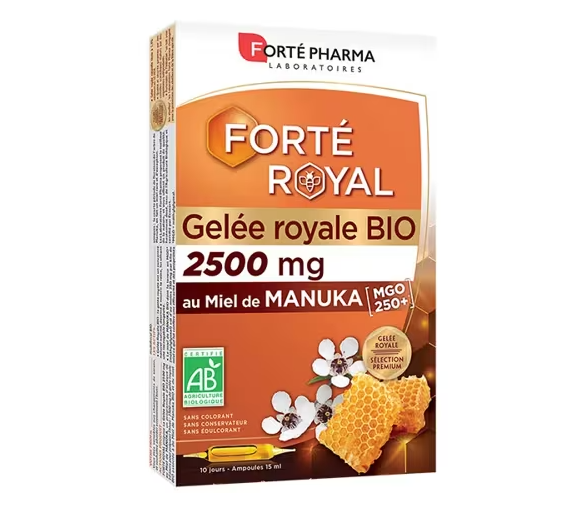 Forté Royal gelée royale BIO 2500mg Forté Pharma - 10 ampoules de 15ml