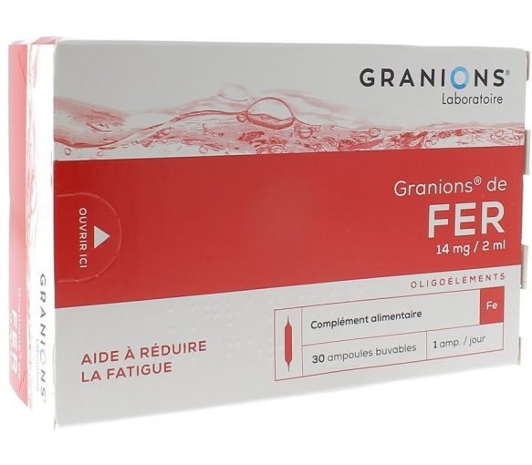 Granions de fer - boite de 30 ampoules buvables