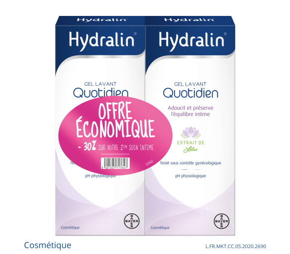 Hydralin quotidien protection quotidienne soin d'hygiène intime - lot de 2 flacons de 400ml - image 1